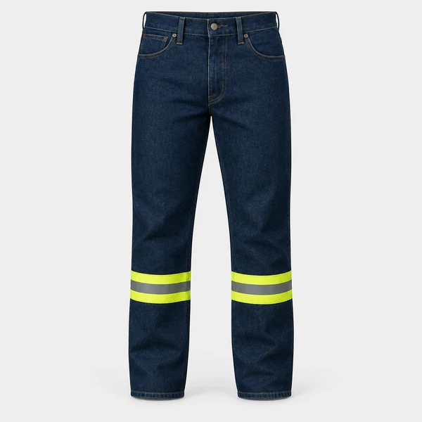 Modelo ilustrativo: Calça jeans com faixas refletivas